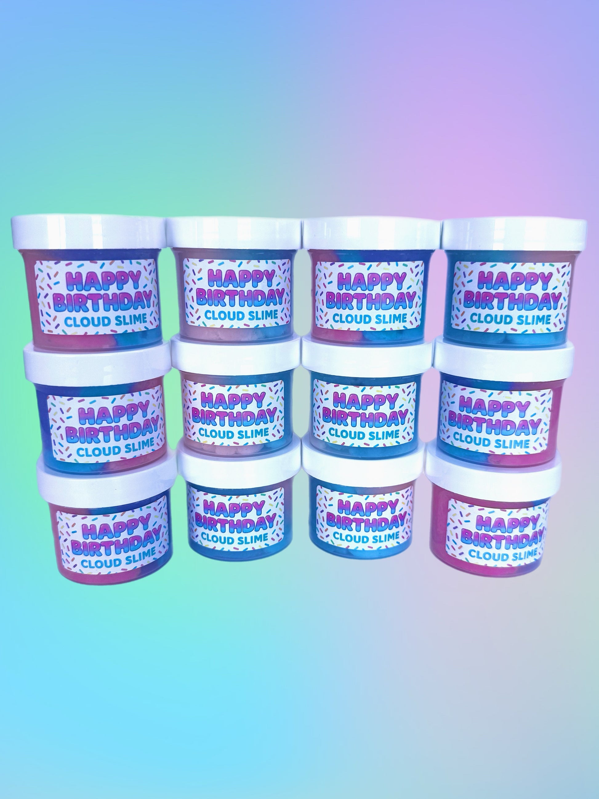 Happy Birthday Cloud Slime Party Favors | Kids Birthday Party Favor Pack | Sprinkle Slime Goodie Bag Fillers