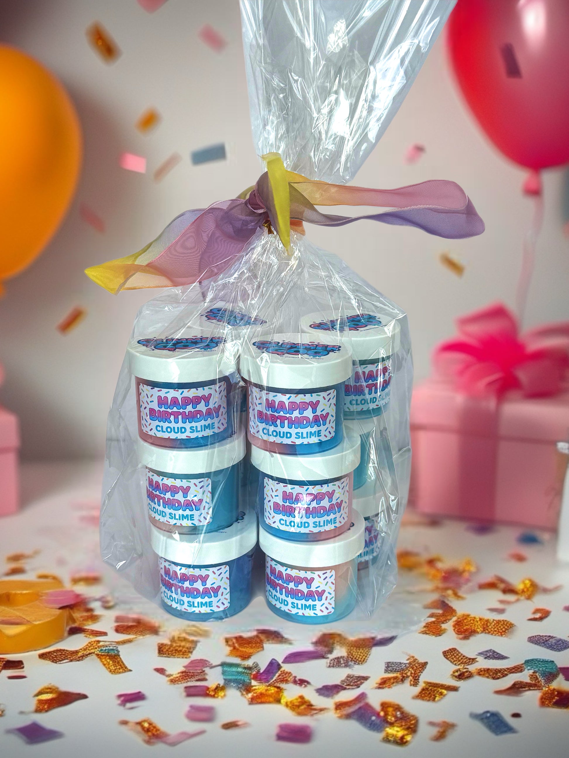 Happy Birthday Cloud Slime Party Favors | Kids Birthday Party Favor Pack | Sprinkle Slime Goodie Bag Fillers