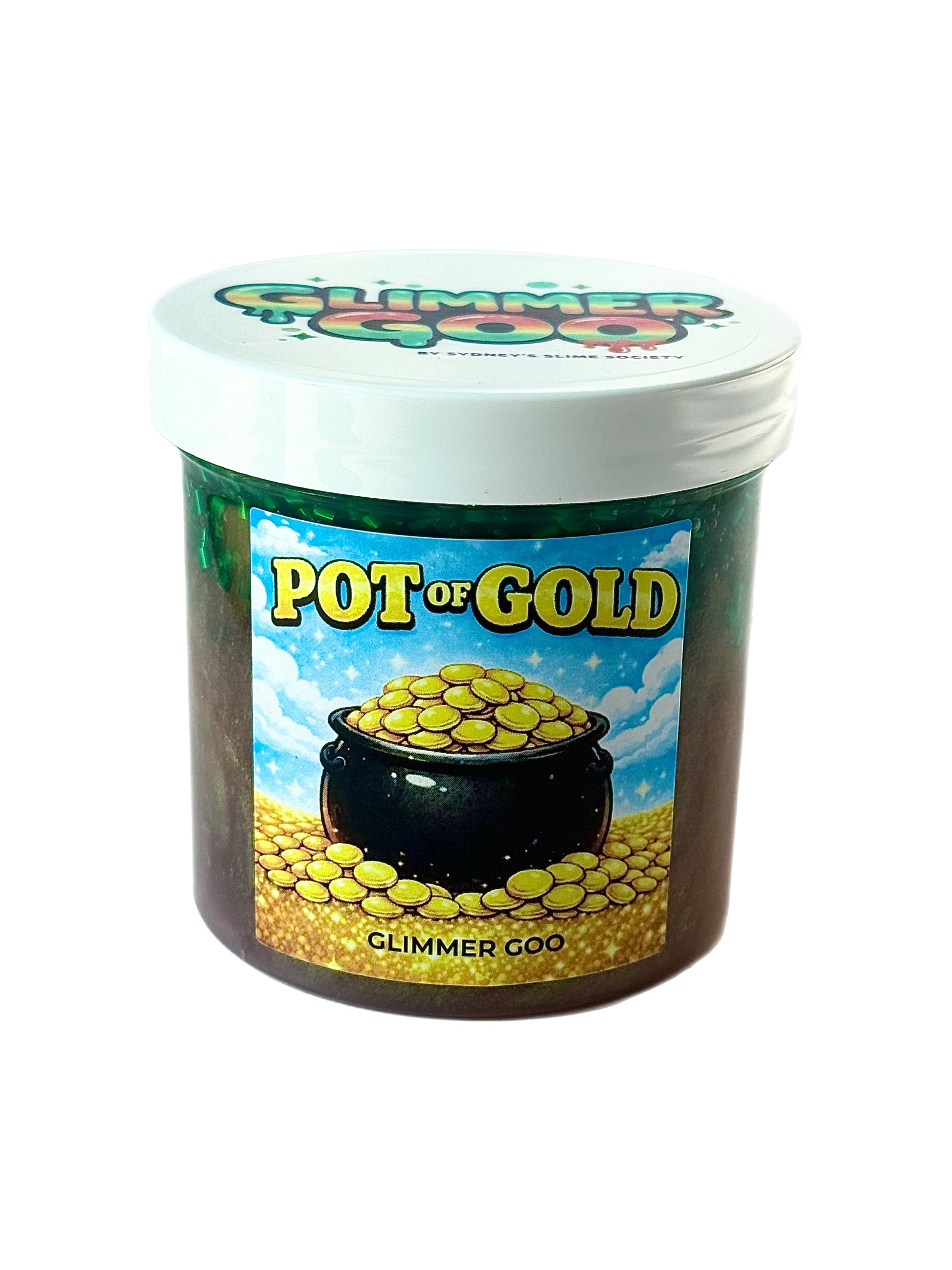 NEW! Pot of Gold | Metallic Gold Clear Slime with Green Bingsu | Golden Honeysuckle Jasmine Scent