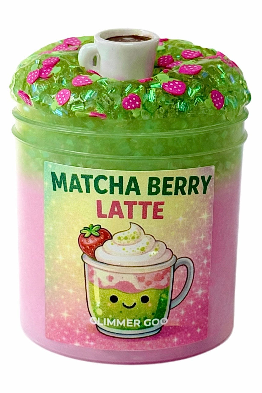 Matcha Berry Latte Cloud Slime – Strawberry & Matcha Scented Crunchy Slime
