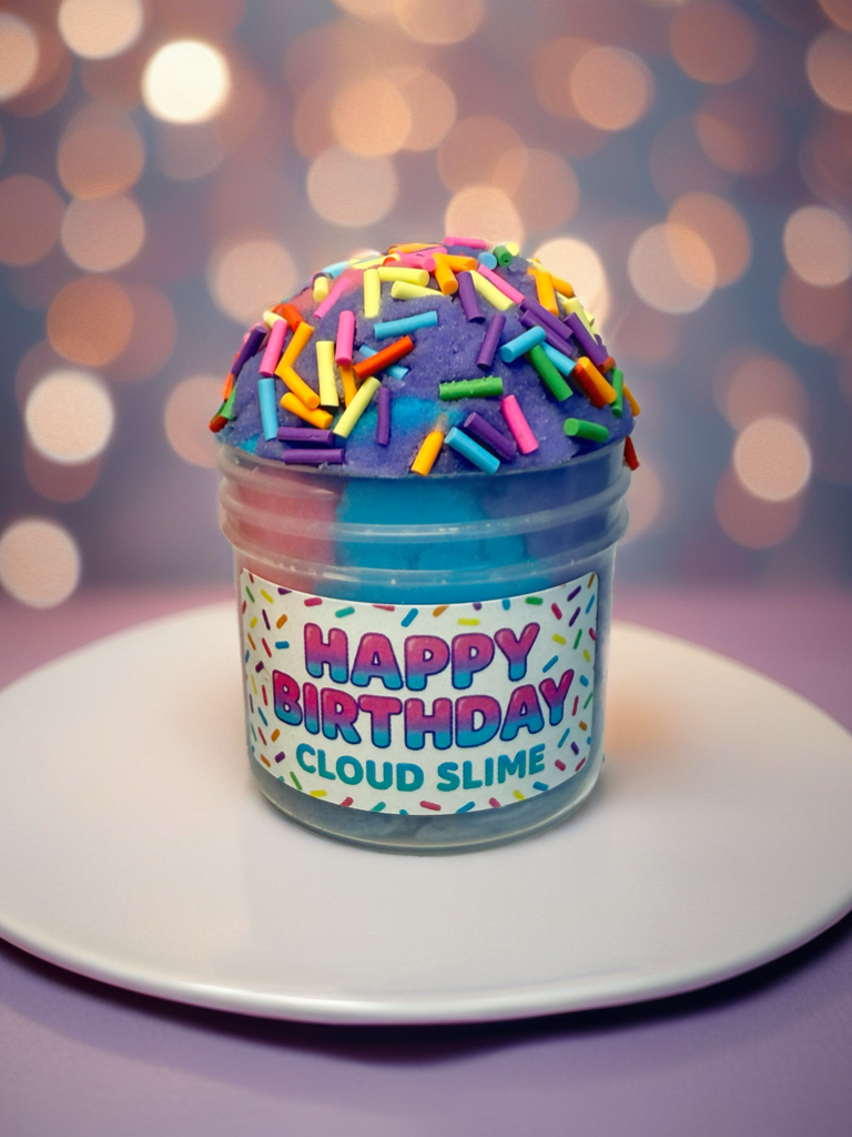 Happy Birthday Cloud Slime Party Favors | Kids Birthday Party Favor Pack | Sprinkle Slime Goodie Bag Fillers