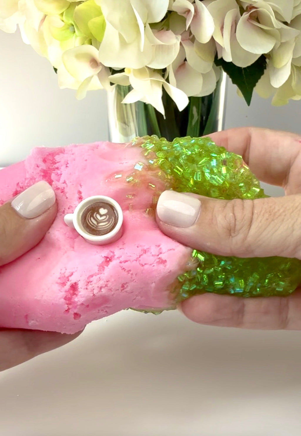 Matcha Berry Latte Cloud Slime – Strawberry & Matcha Scented Crunchy Slime