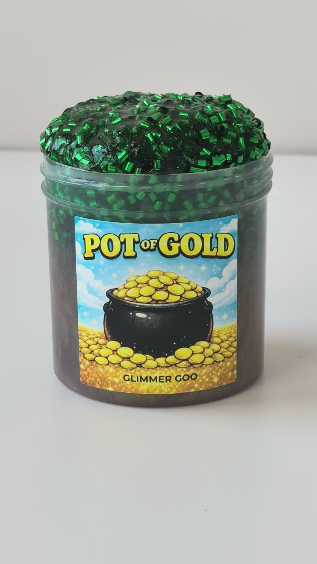 NEW! Pot of Gold | Metallic Gold Clear Slime with Green Bingsu | Golden Honeysuckle Jasmine Scent